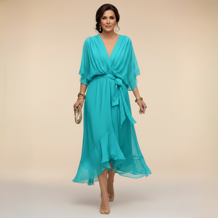 Louise | Chiffon Dress with V-Neck
