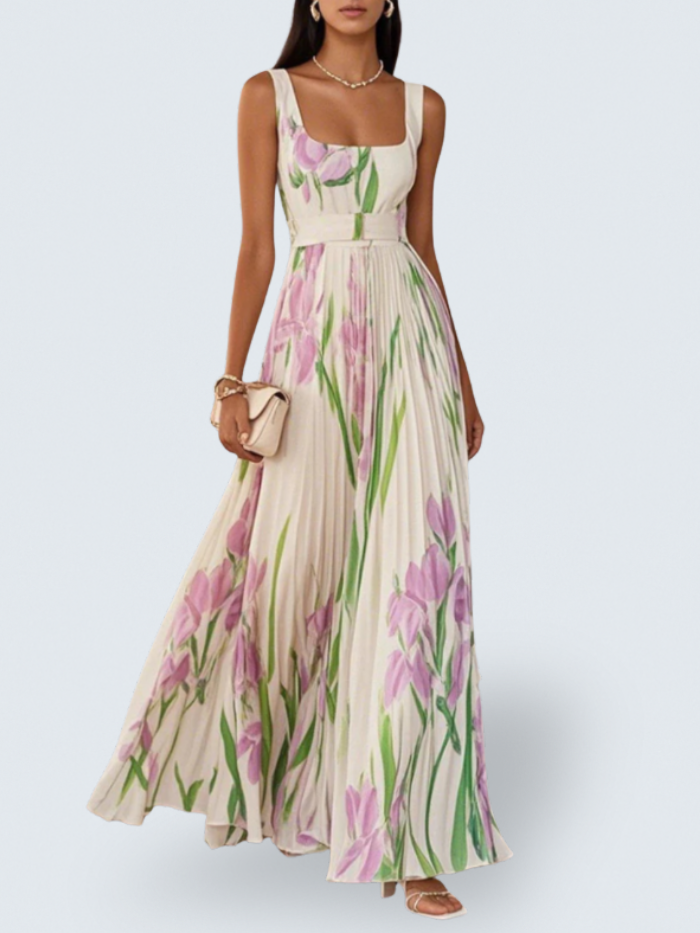 Valérie | Floral Pleated Maxi Dress