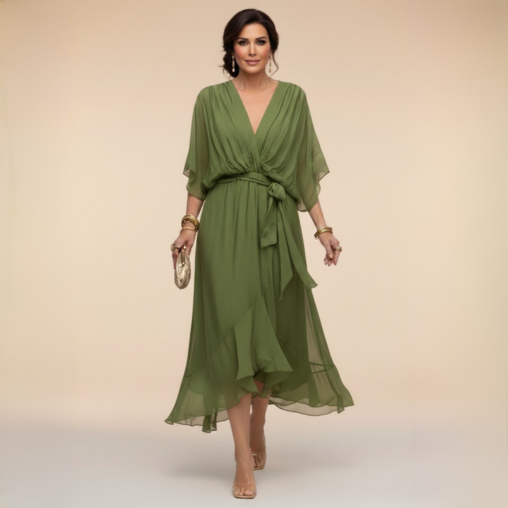Louise | Chiffon Dress with V-Neck