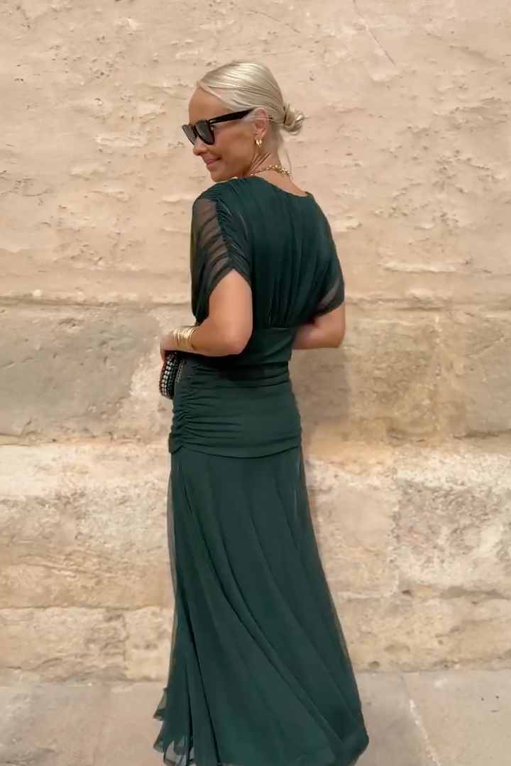 Annai | Elegant Maxi Party Dress with V-Neck
