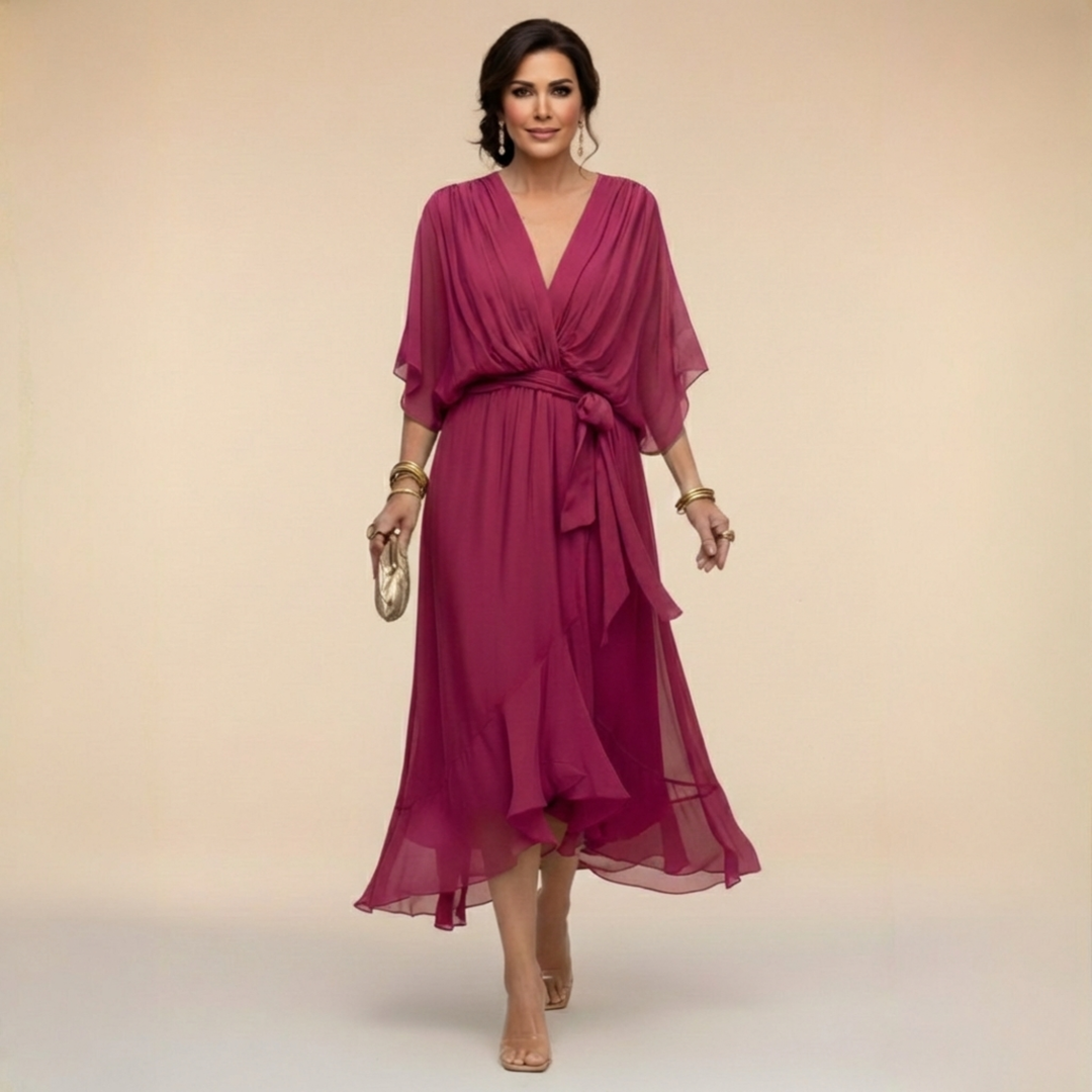Louise | Chiffon Dress with V-Neck