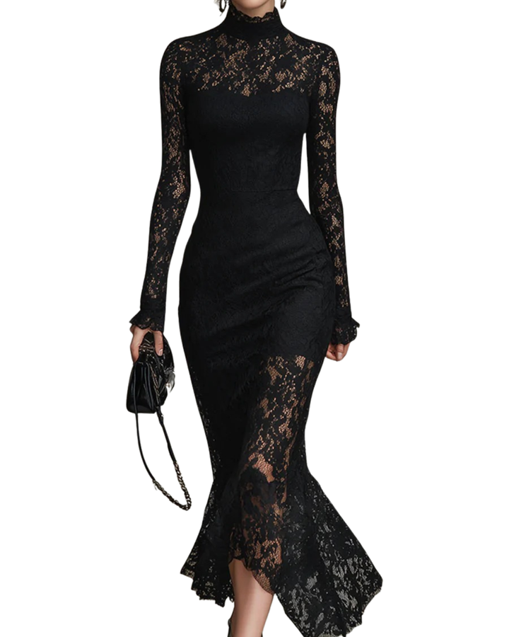 Talia | Black Lace Maxi Dress