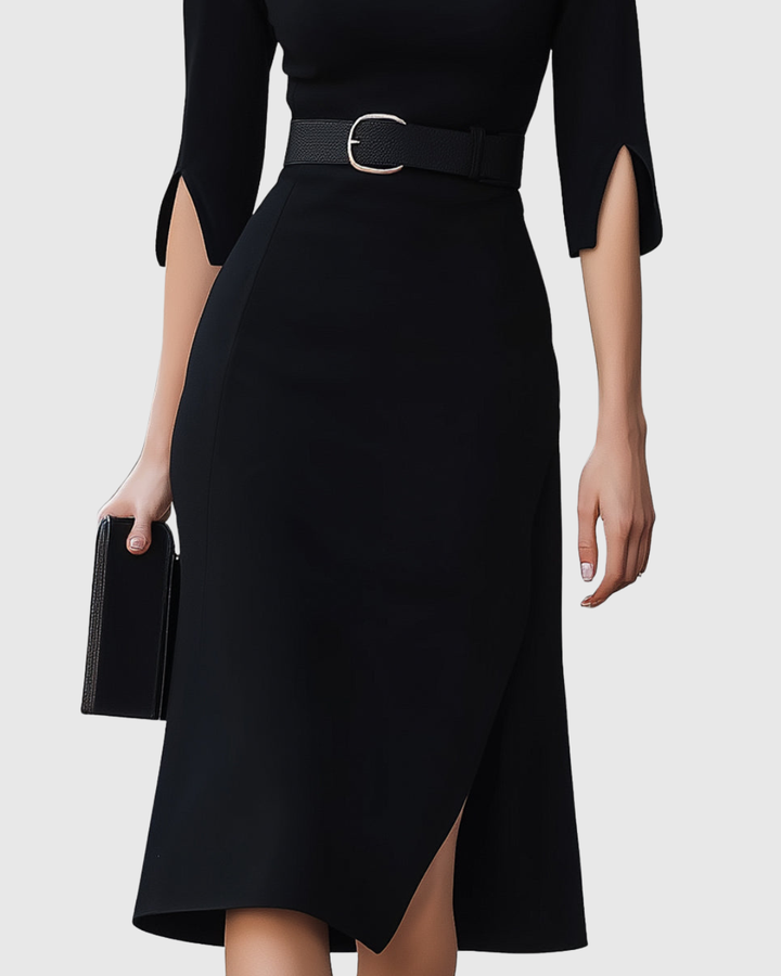 Elanyssah | Classic Black Midi Dress