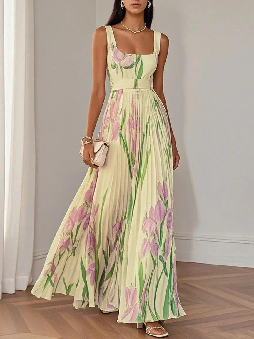 Valérie | Floral Pleated Maxi Dress