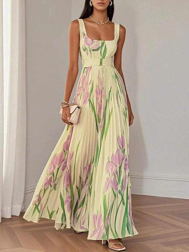 Valérie | Floral Pleated Maxi Dress
