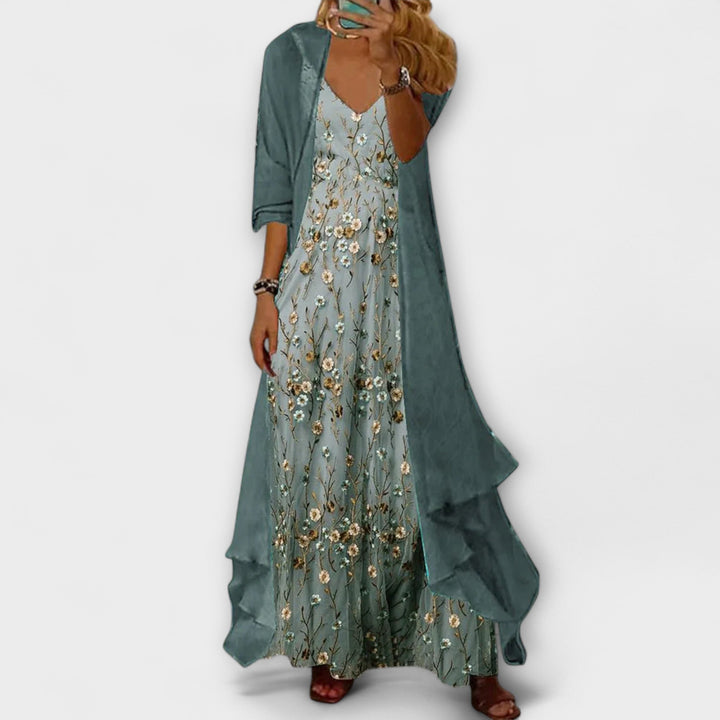 Flora | Elegant Maxi Dress Two-Piece Set