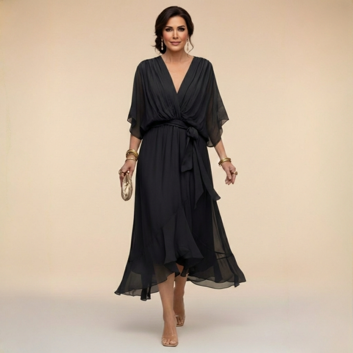 Louise | Chiffon Dress with V-Neck