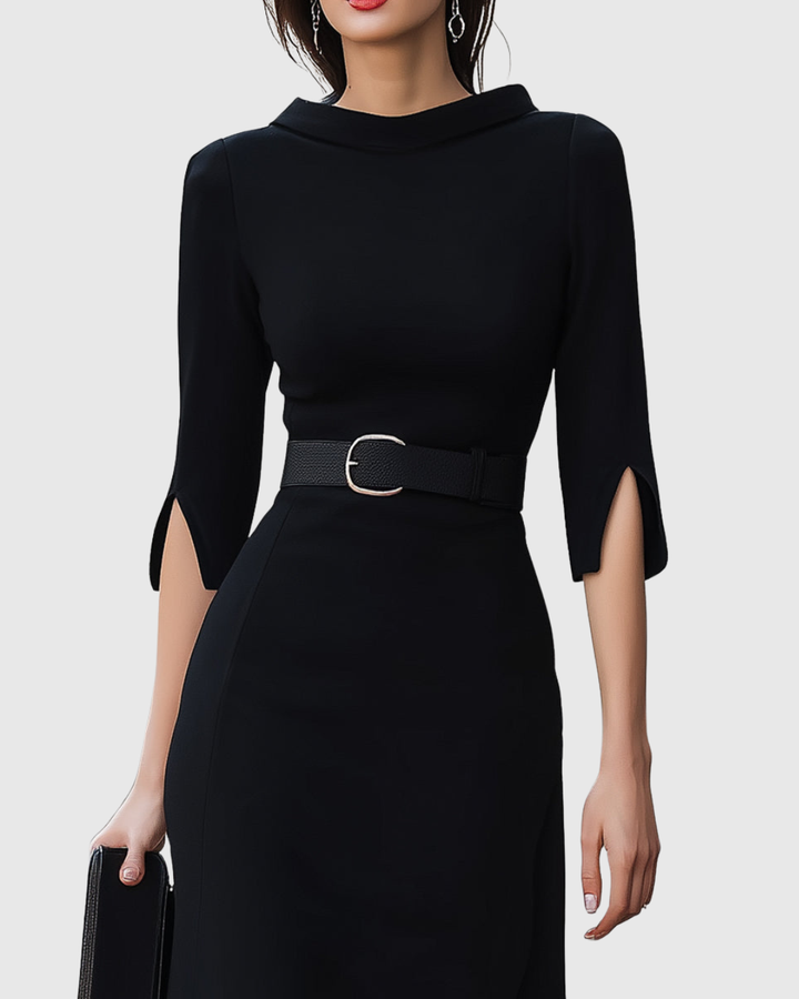 Elanyssah | Classic Black Midi Dress