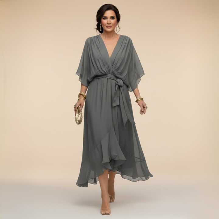 Louise | Chiffon Dress with V-Neck
