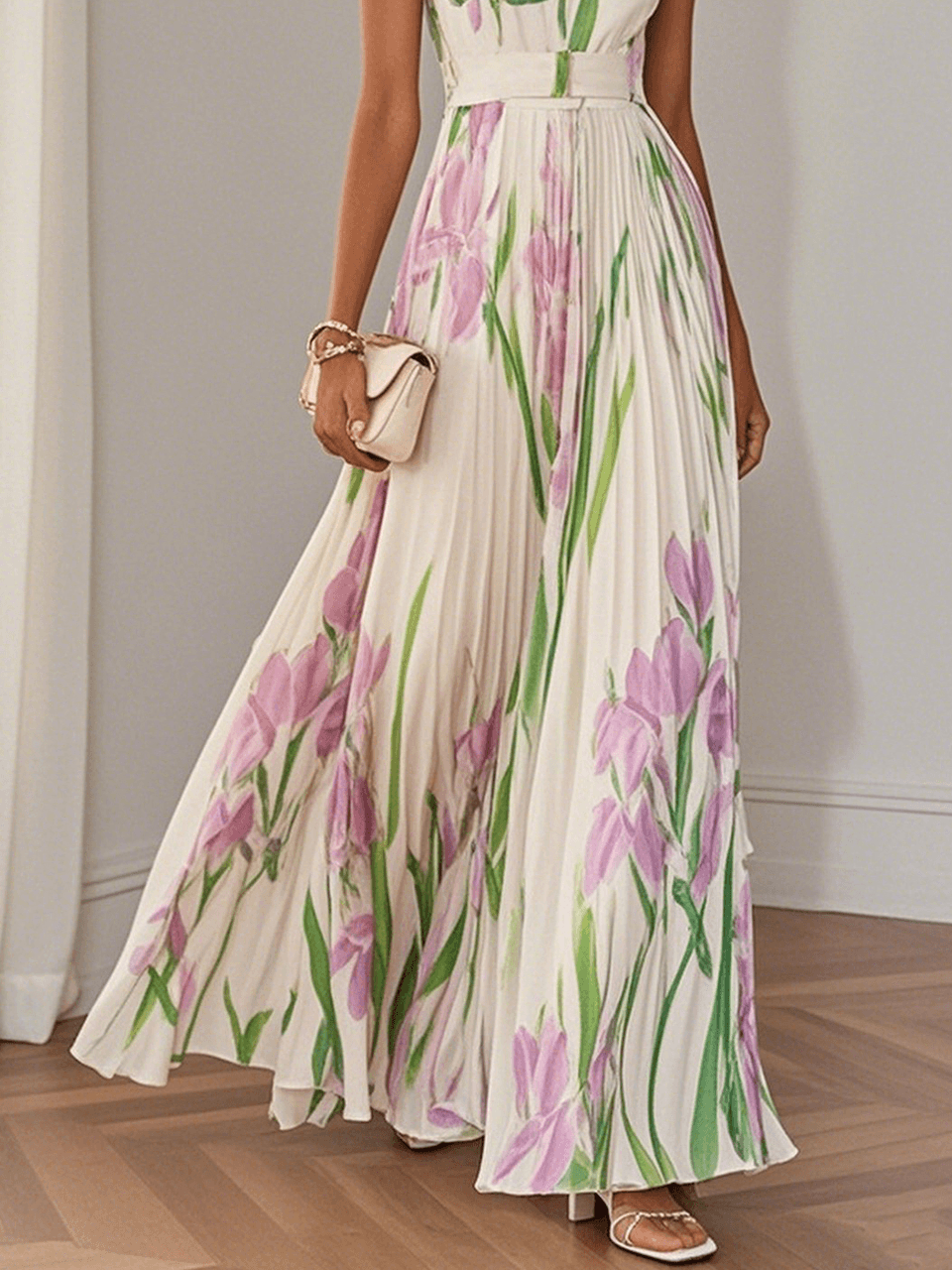 Valérie | Floral Pleated Maxi Dress