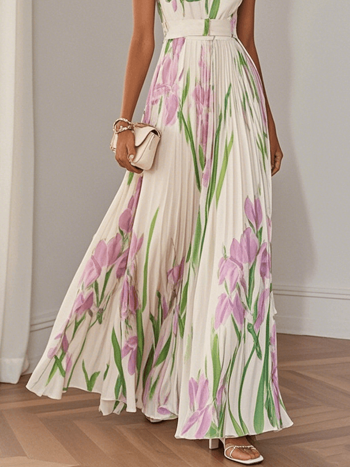 Valérie | Floral Pleated Maxi Dress