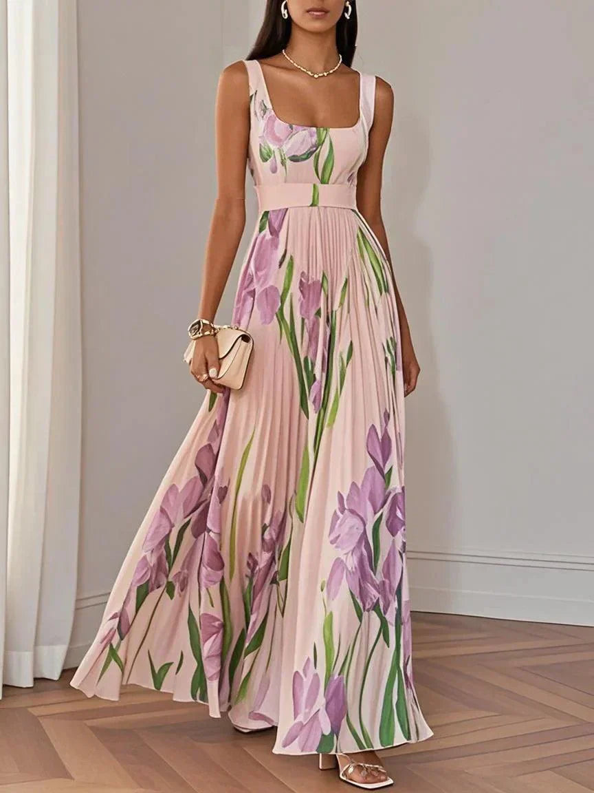 Valérie | Floral Pleated Maxi Dress