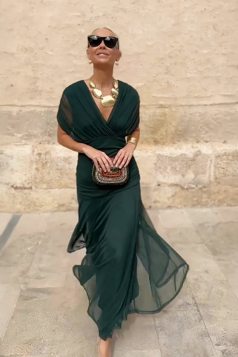 Annai | Elegant Maxi Party Dress with V-Neck