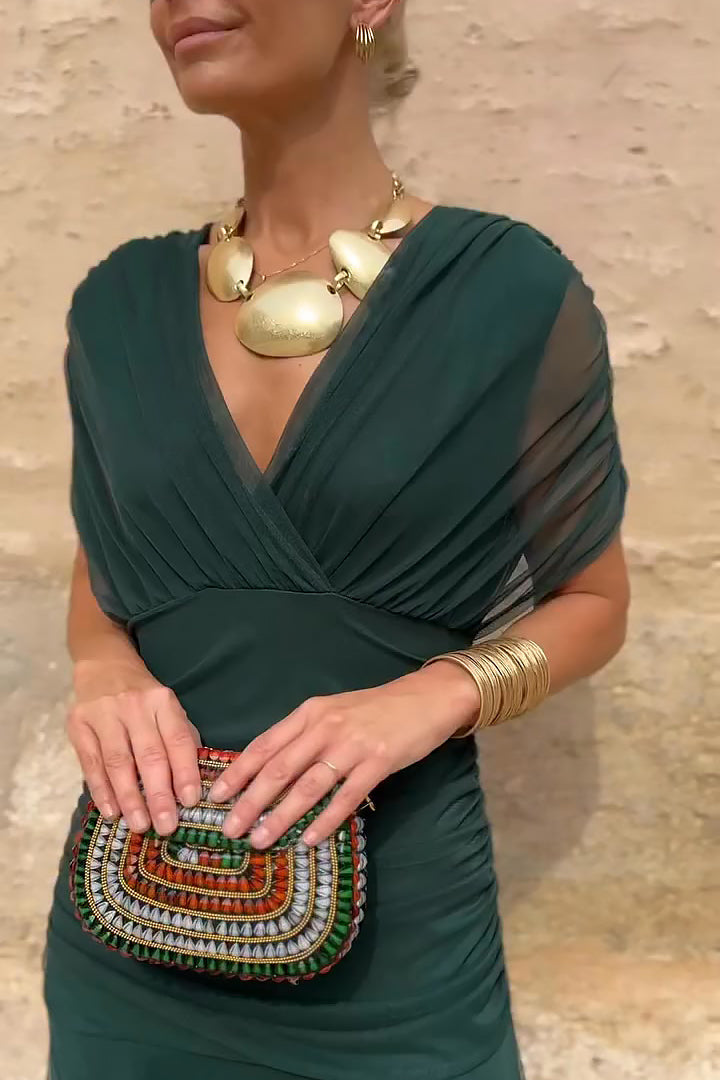 Annai | Elegant Maxi Party Dress with V-Neck