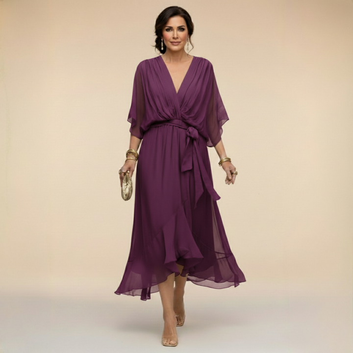 Louise | Chiffon Dress with V-Neck