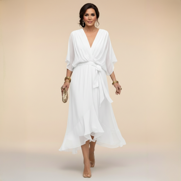Louise | Chiffon Dress with V-Neck