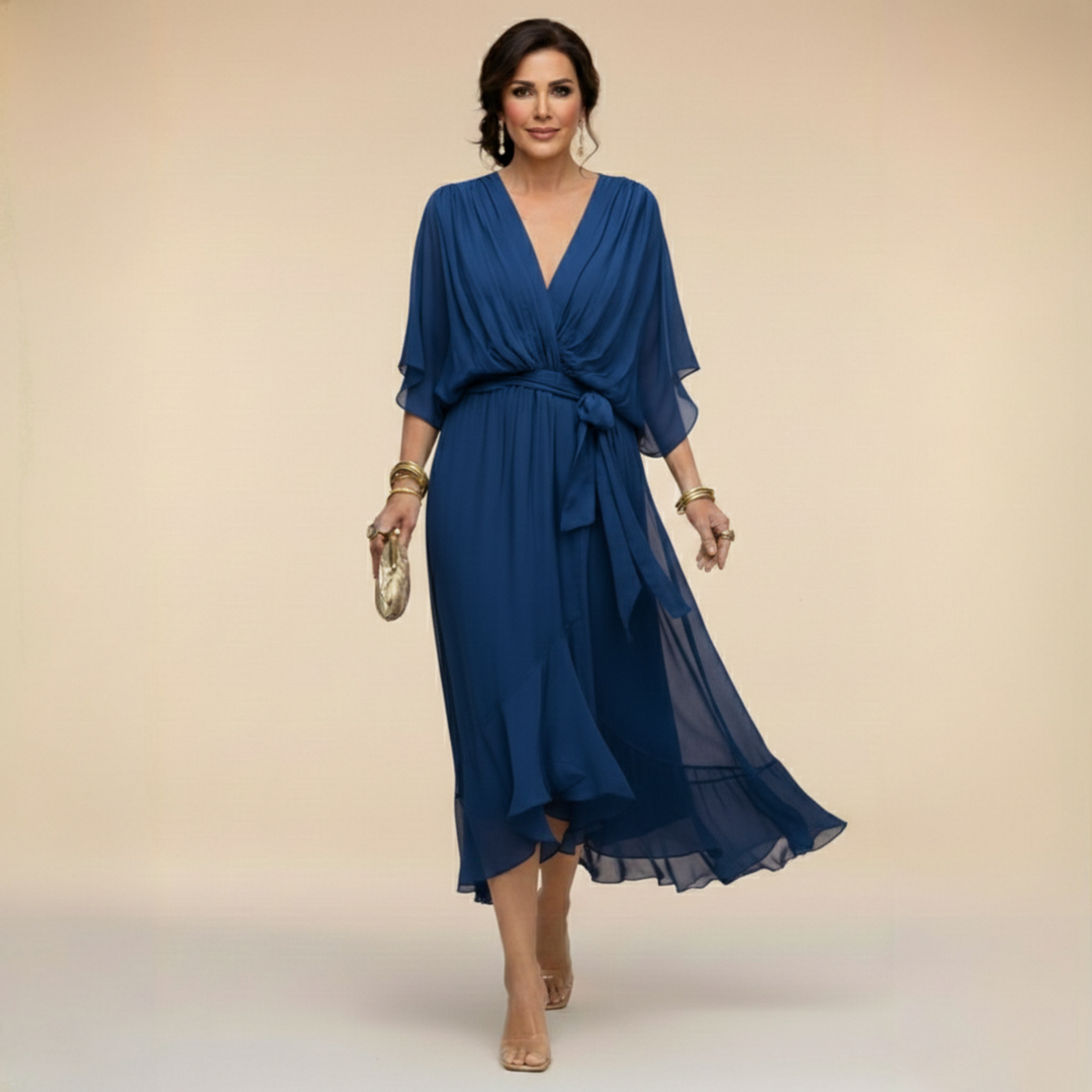Louise | Chiffon Dress with V-Neck