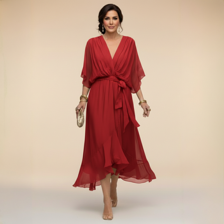 Louise | Chiffon Dress with V-Neck