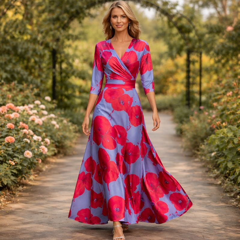 Aimee | Wrap-Style Flowing Maxi Dress