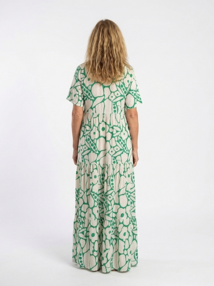 Maribel | Short Sleeve V Neck Floral Midi Dress
