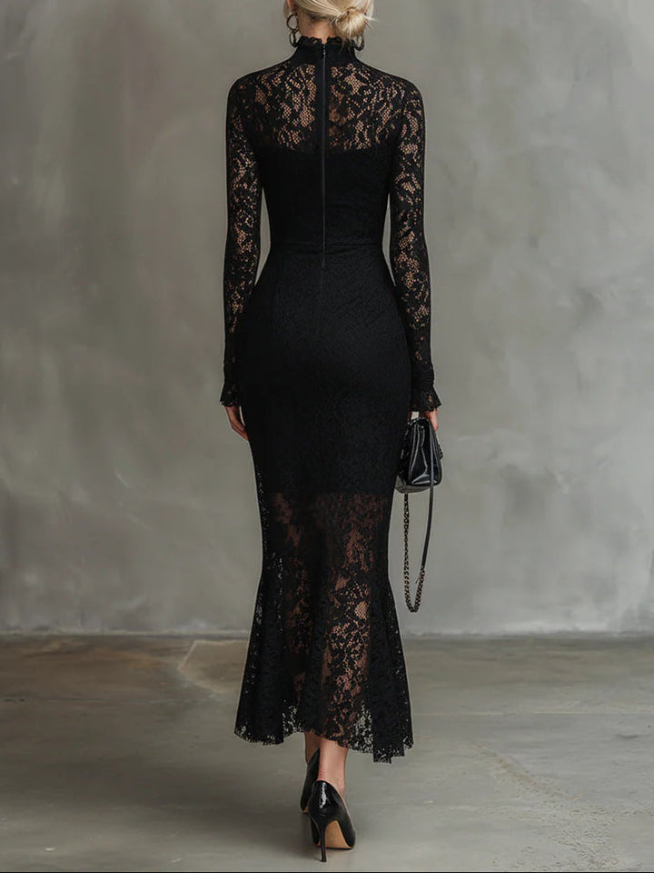Talia | Black Lace Maxi Dress
