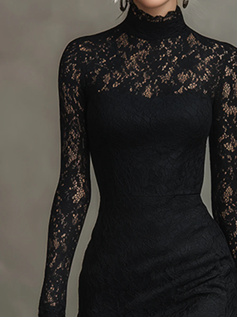 Talia | Black Lace Maxi Dress