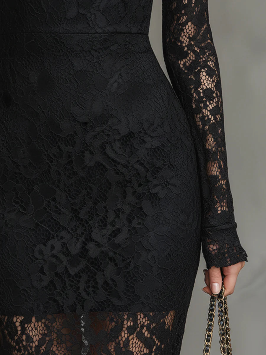 Talia | Black Lace Maxi Dress