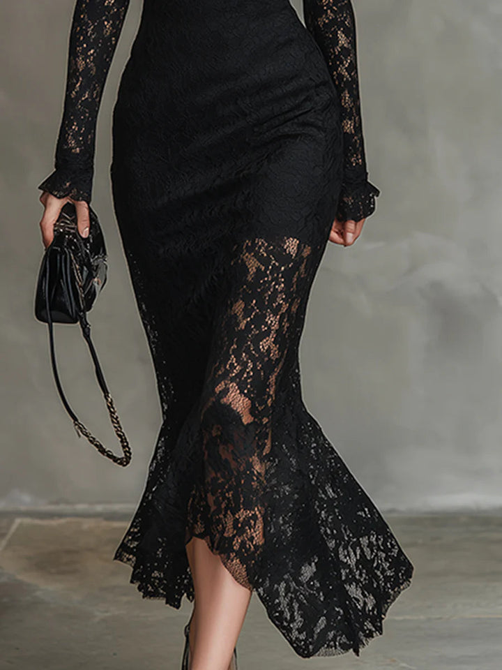 Talia | Black Lace Maxi Dress