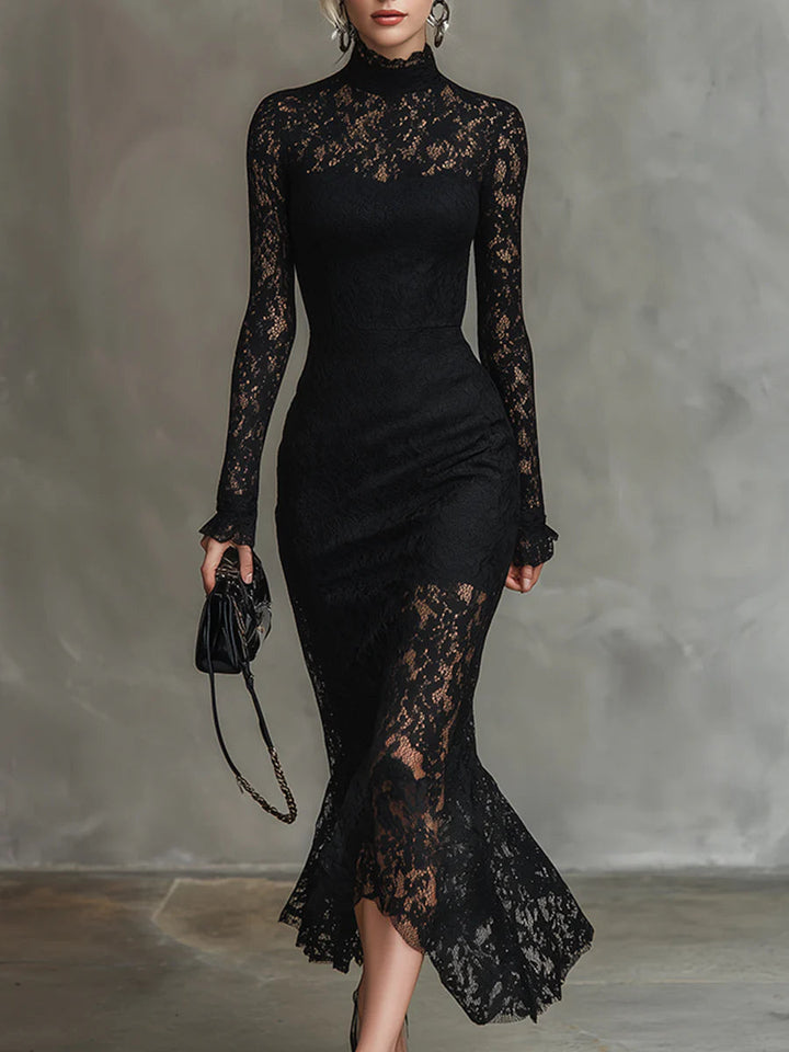 Talia | Black Lace Maxi Dress