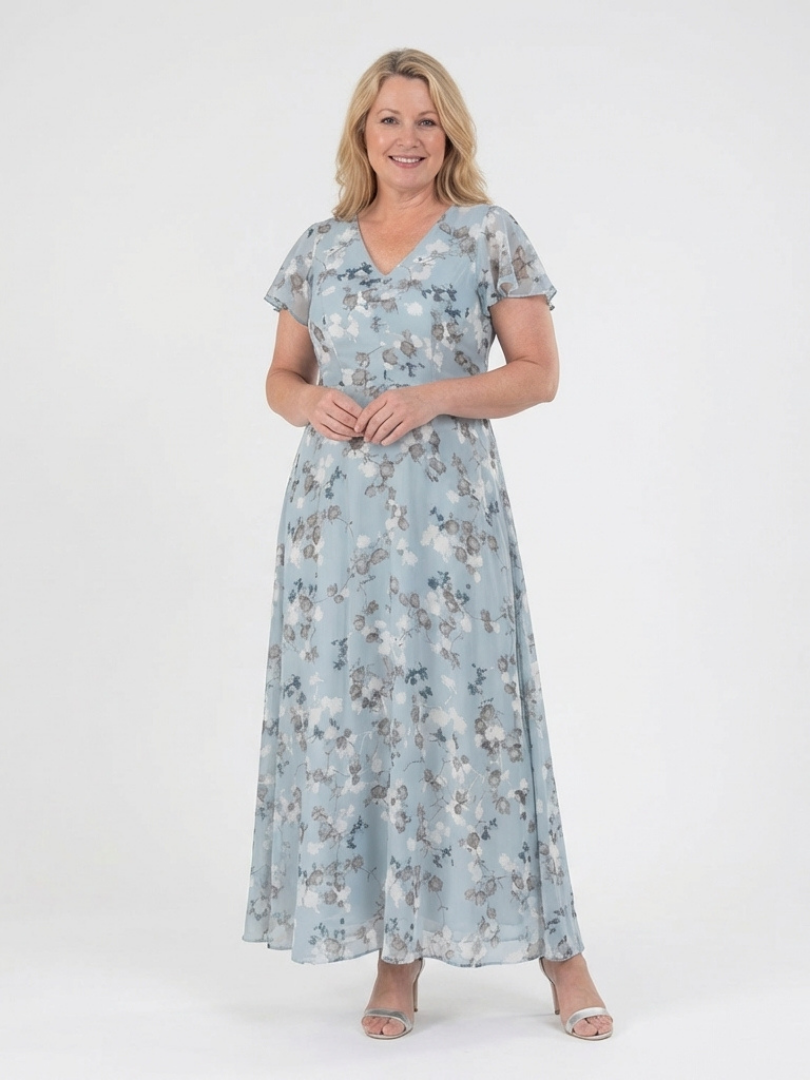 Evadne | Floral Chiffon Maxi Dress