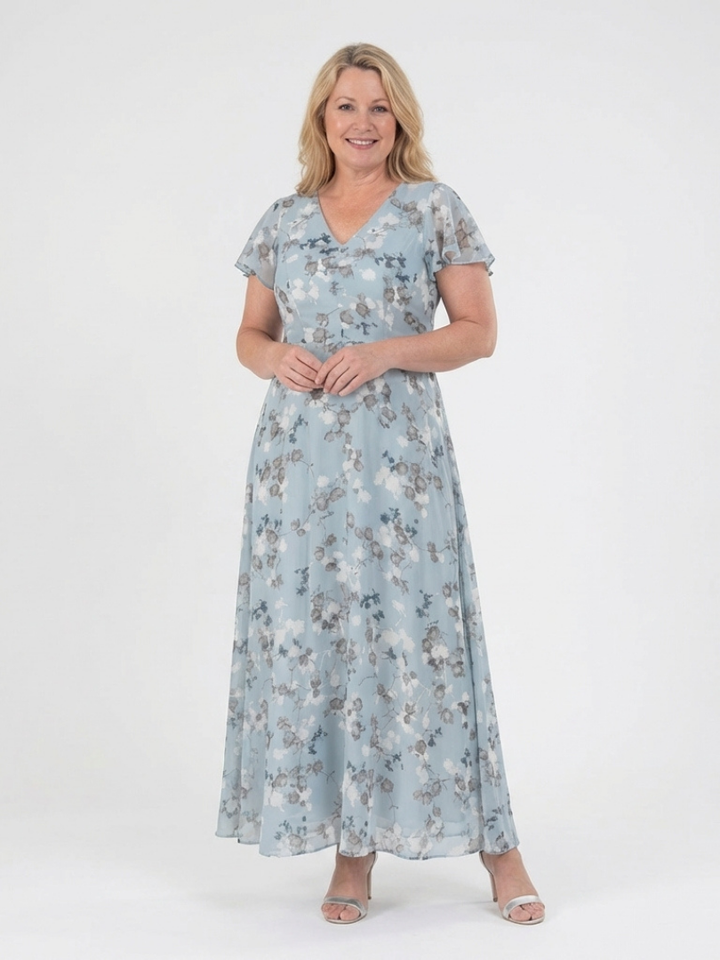 Evadne | Floral Chiffon Maxi Dress