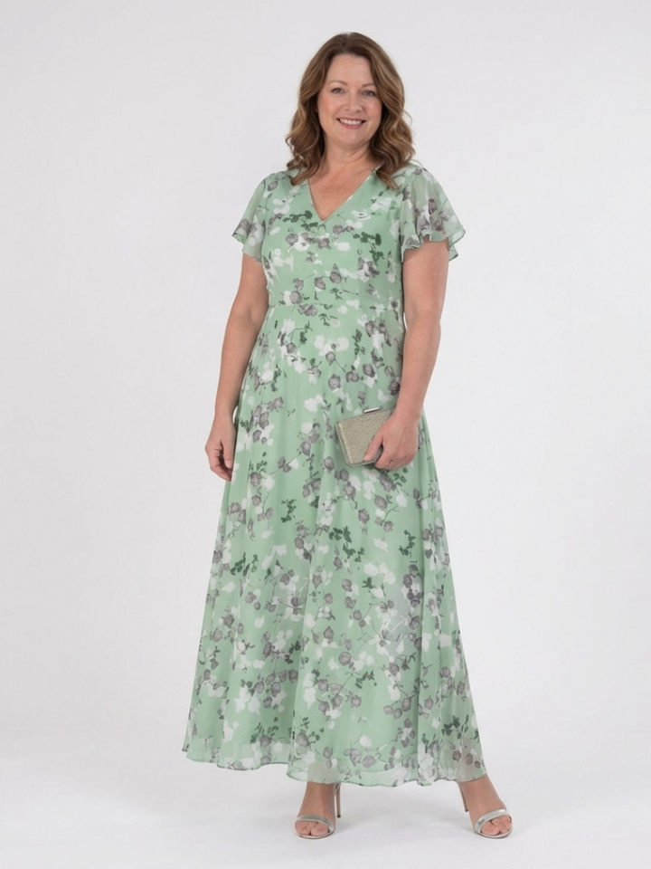 Evadne | Floral Chiffon Maxi Dress