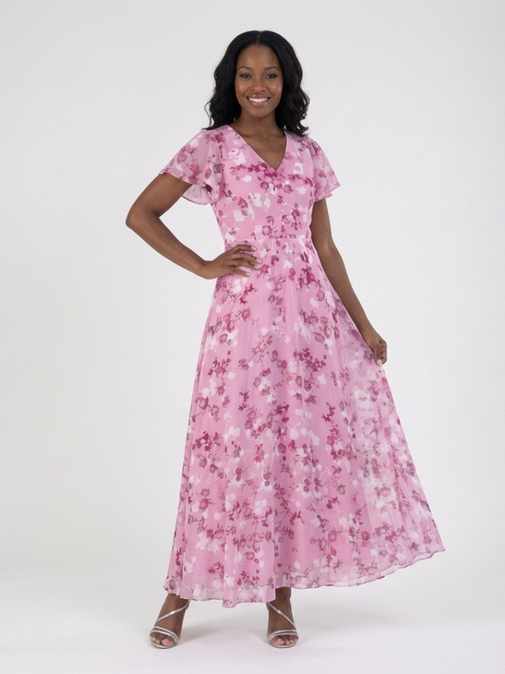 Evadne | Floral Chiffon Maxi Dress