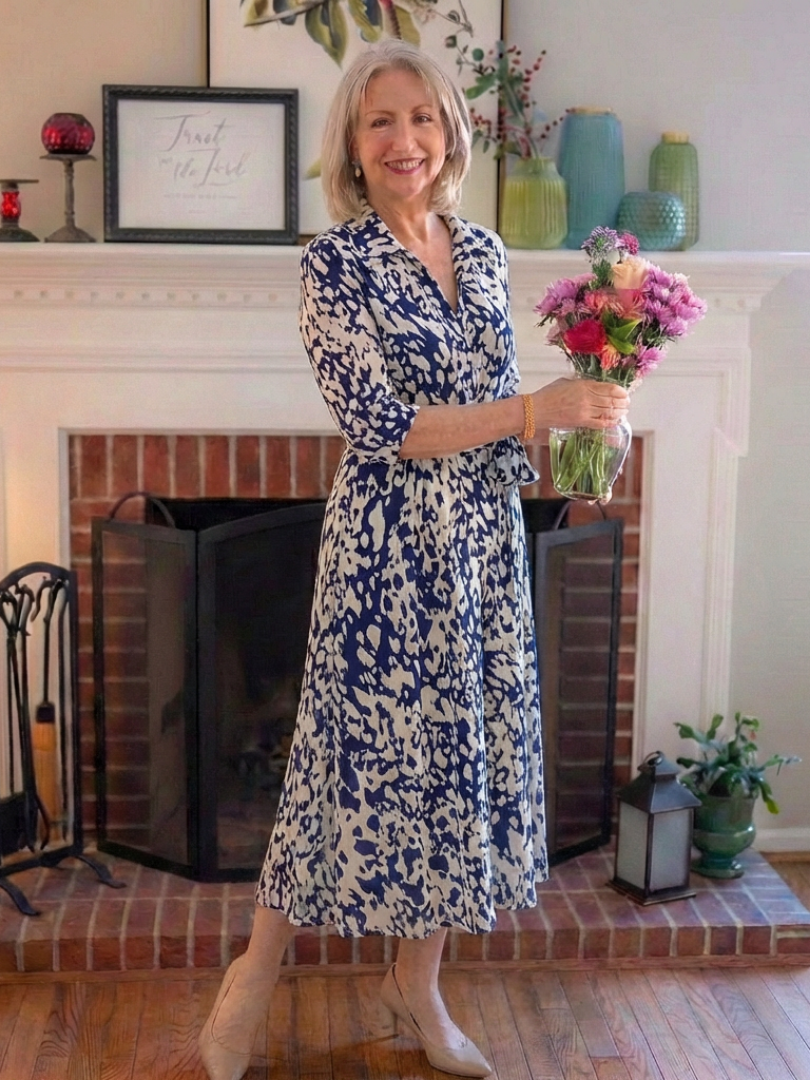Sabine | Collared Long Sleeve Waist Tie Midi Dress