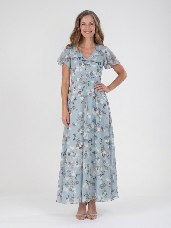 Evadne | Floral Chiffon Maxi Dress