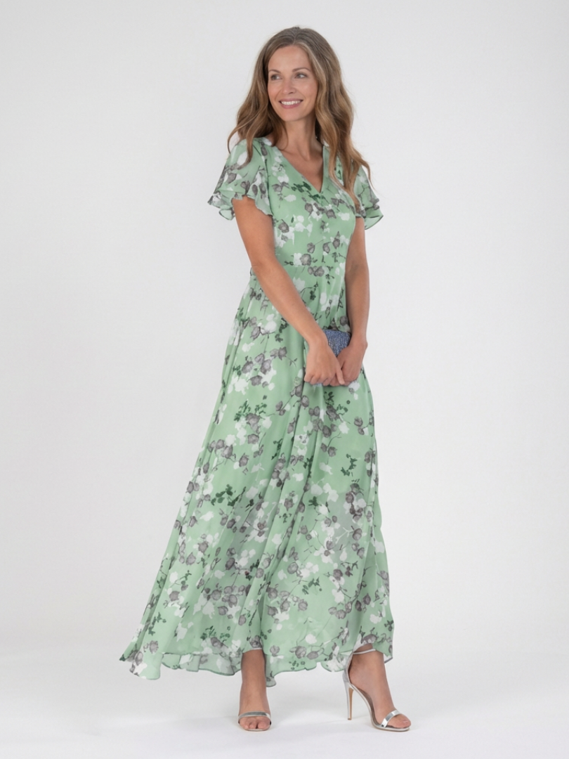 Evadne | Floral Chiffon Maxi Dress