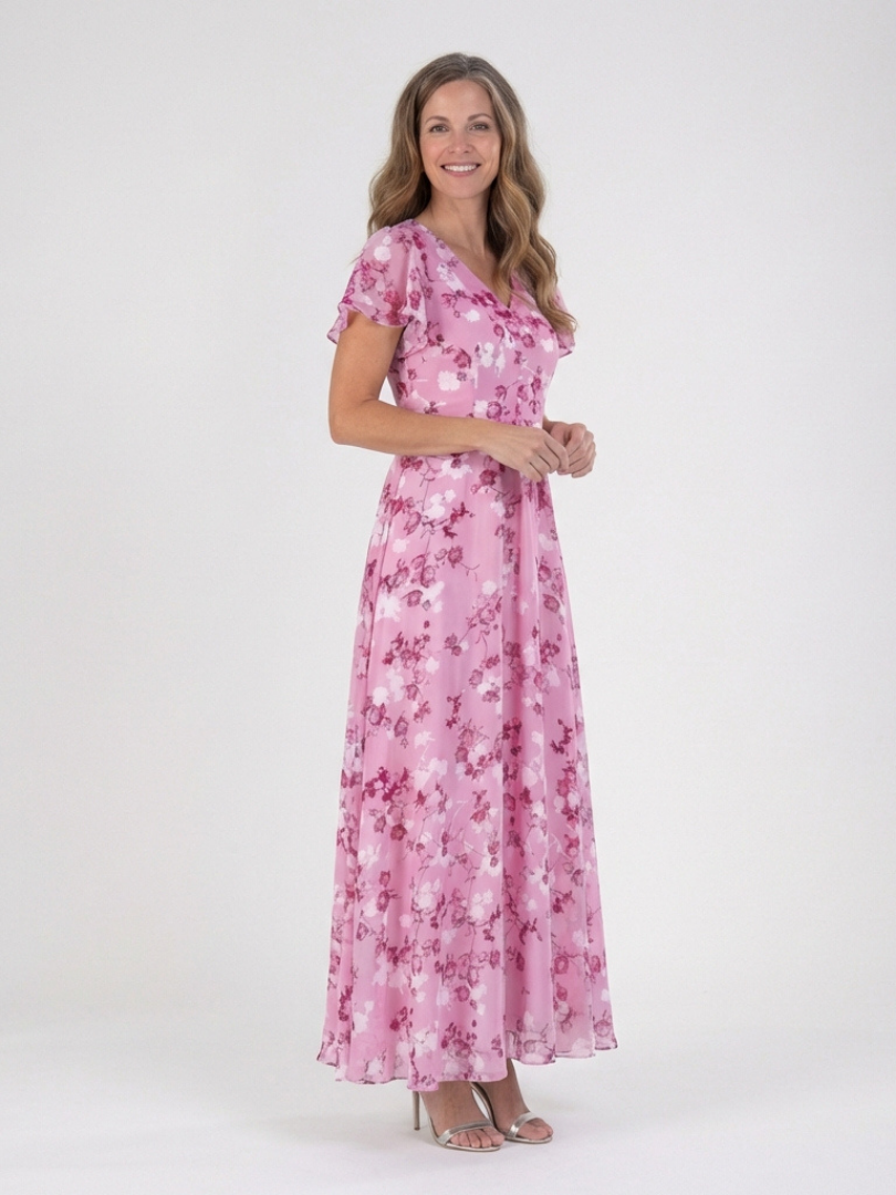 Evadne | Floral Chiffon Maxi Dress