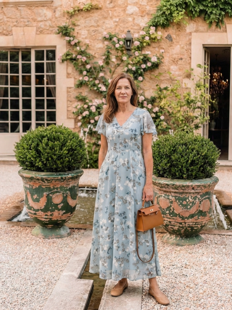 Evadne | Floral Chiffon Maxi Dress