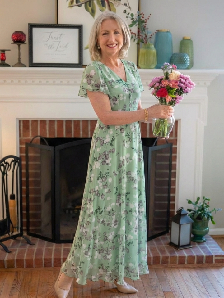 Evadne | Floral Chiffon Maxi Dress
