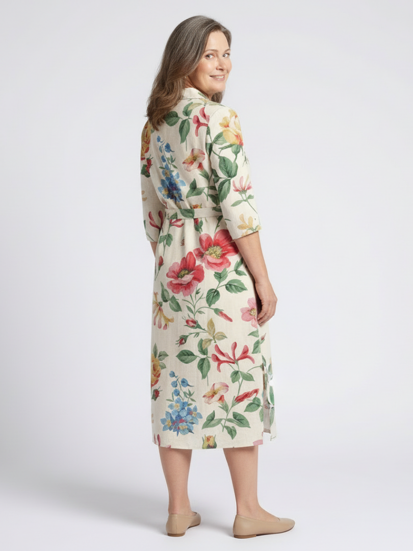 Danielle | Button Front Half Sleeve Floral Midi Dress