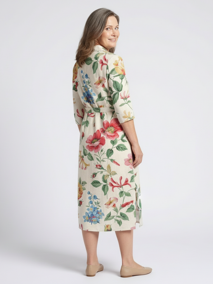 Danielle | Button Front Half Sleeve Floral Midi Dress