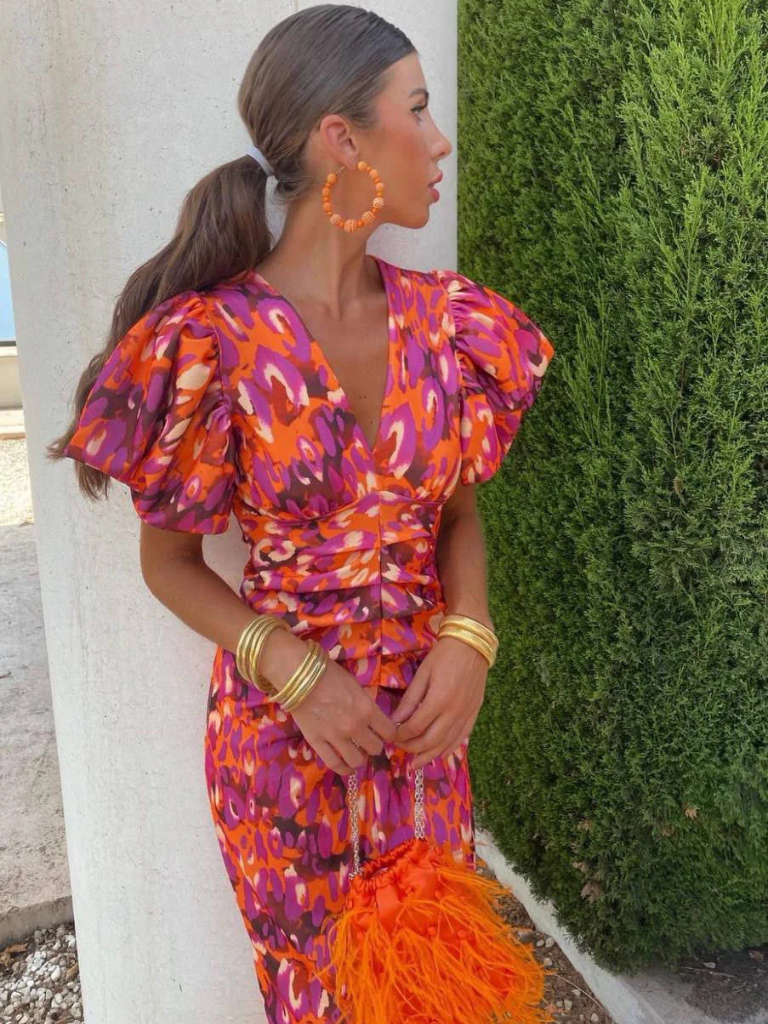 Aurora™ | Vivid Pleated Midi Dress