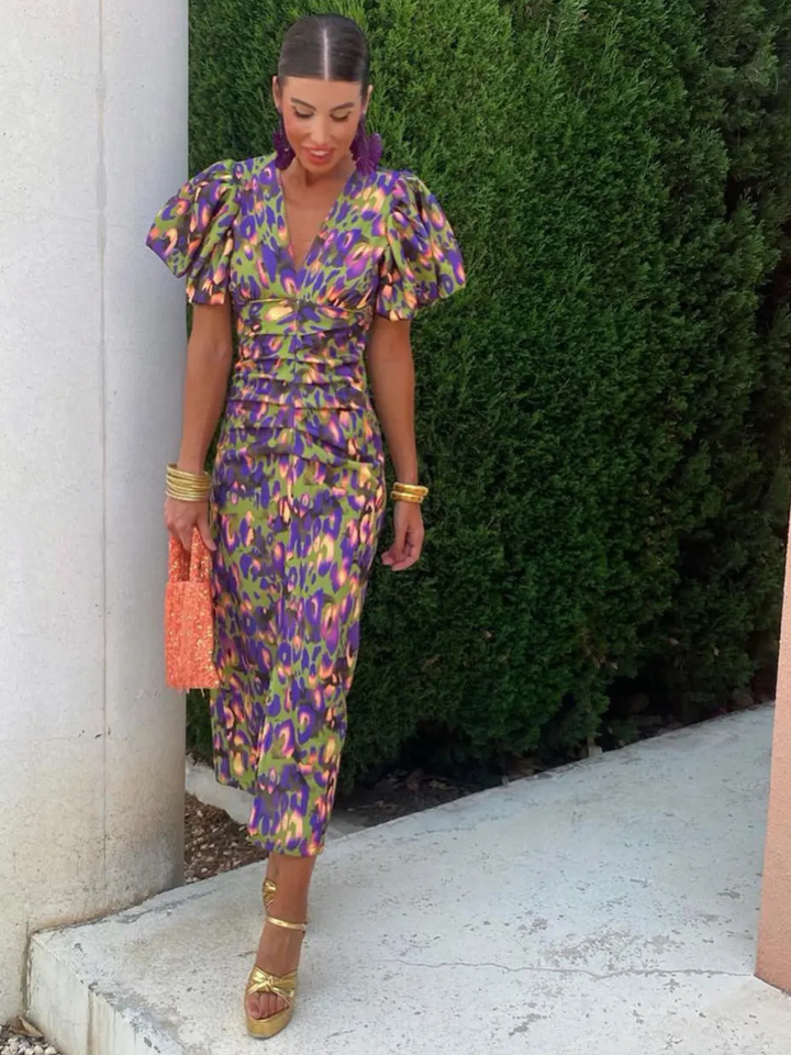 Aurora™ | Vivid Pleated Midi Dress