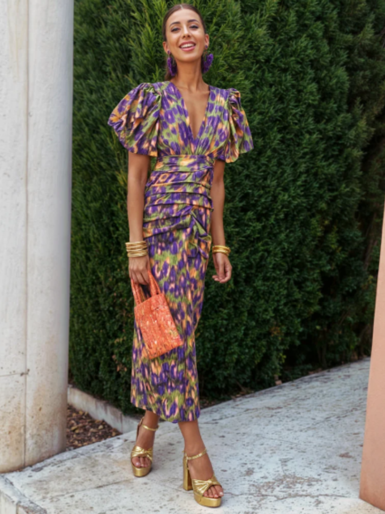 Aurora™ | Vivid Pleated Midi Dress