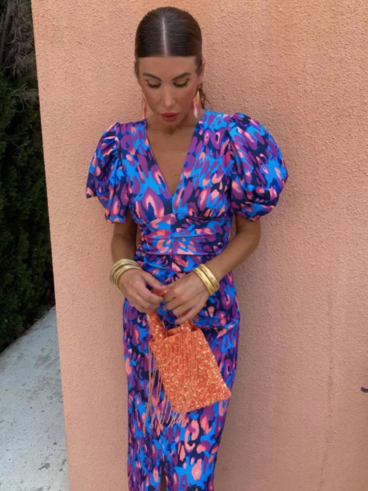 Aurora™ | Vivid Pleated Midi Dress