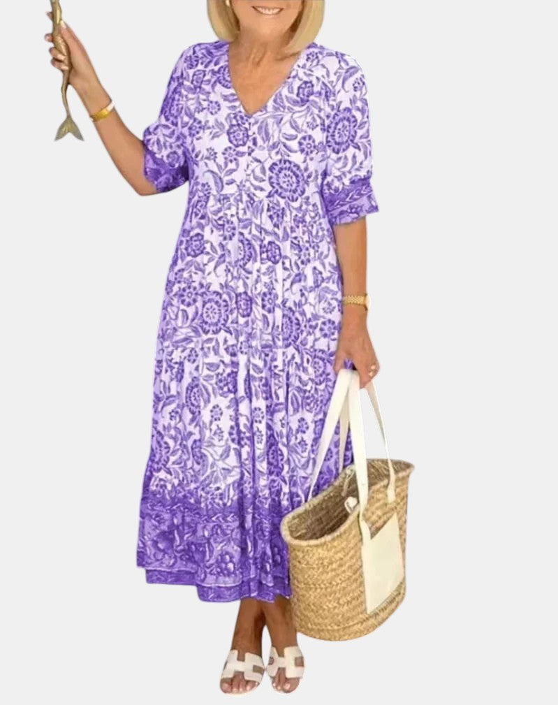 Madison | Elegant Floral Dress with V-Neck
