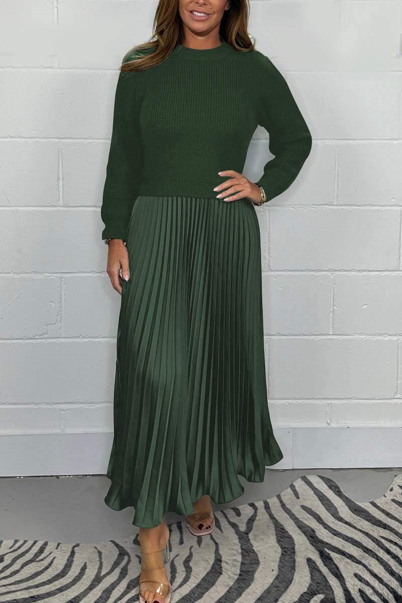 Halter | Maxi dress with sweater and pleated skirt