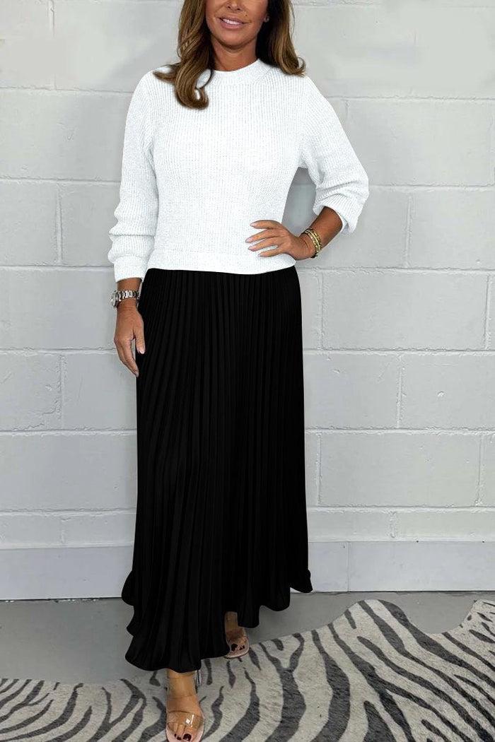 Halter | Maxi dress with sweater and pleated skirt