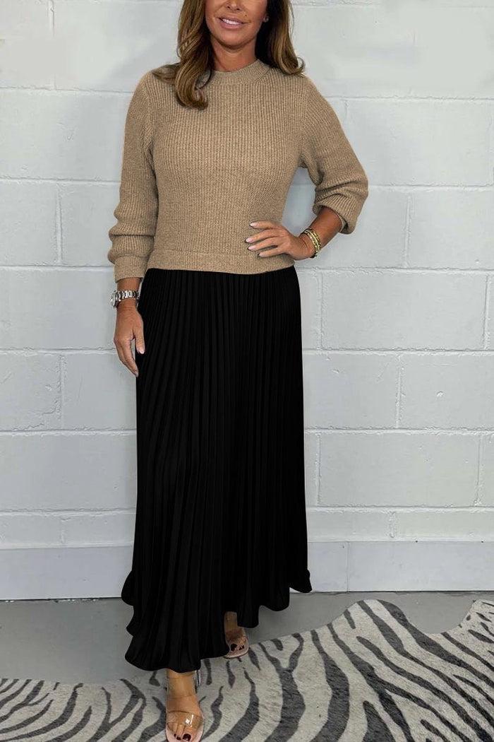 Halter | Maxi dress with sweater and pleated skirt