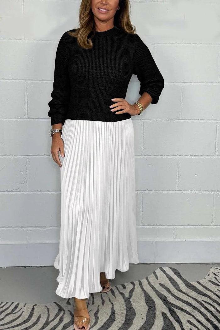 Halter | Maxi dress with sweater and pleated skirt